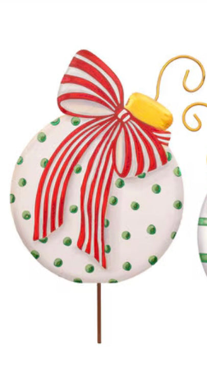 Round Top Modern Red White and Green Ornament Dots