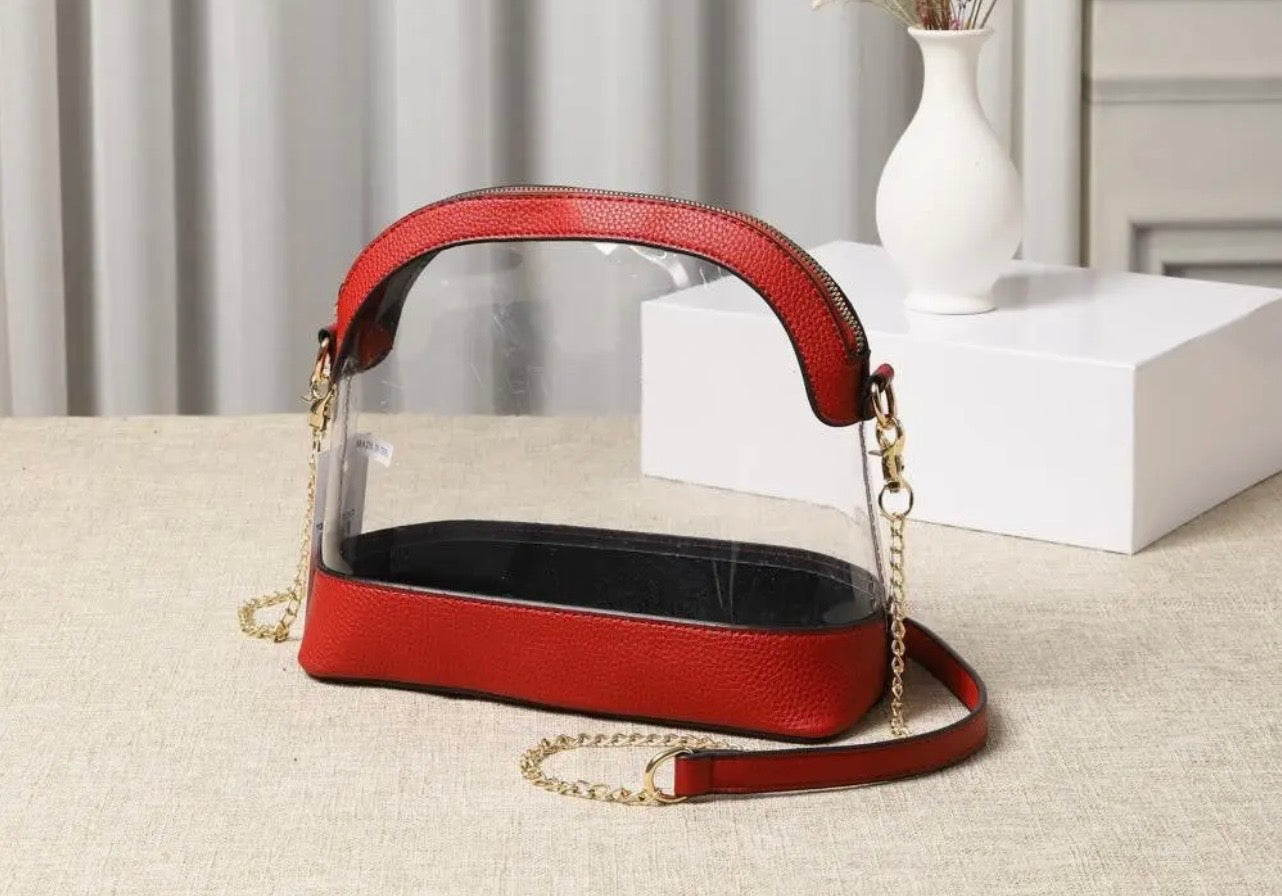 Clear Crossbody Bag - Red