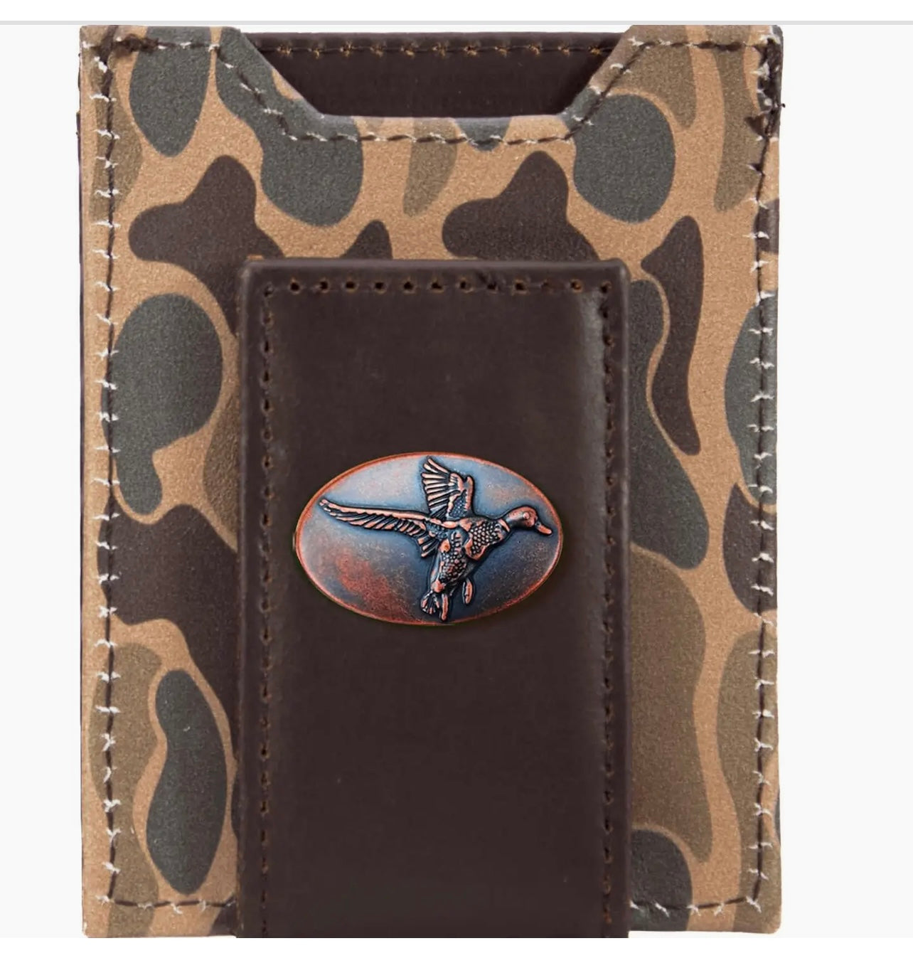 Zep Pro Mallard Men’s Magnetic Front Pocket Old School Camo Leather Wallet
