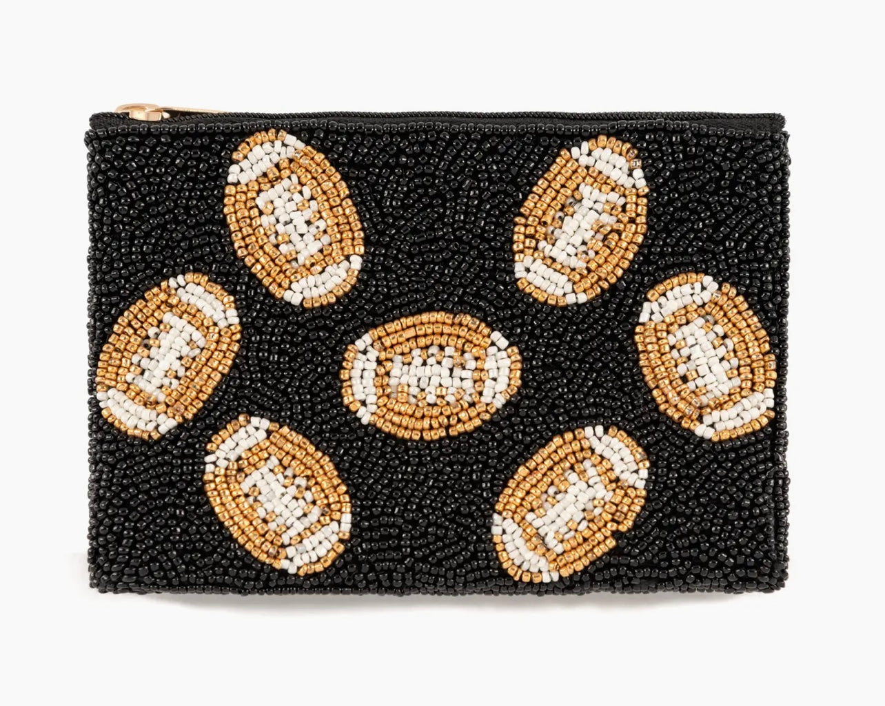 Football Beaded Zip Pouch