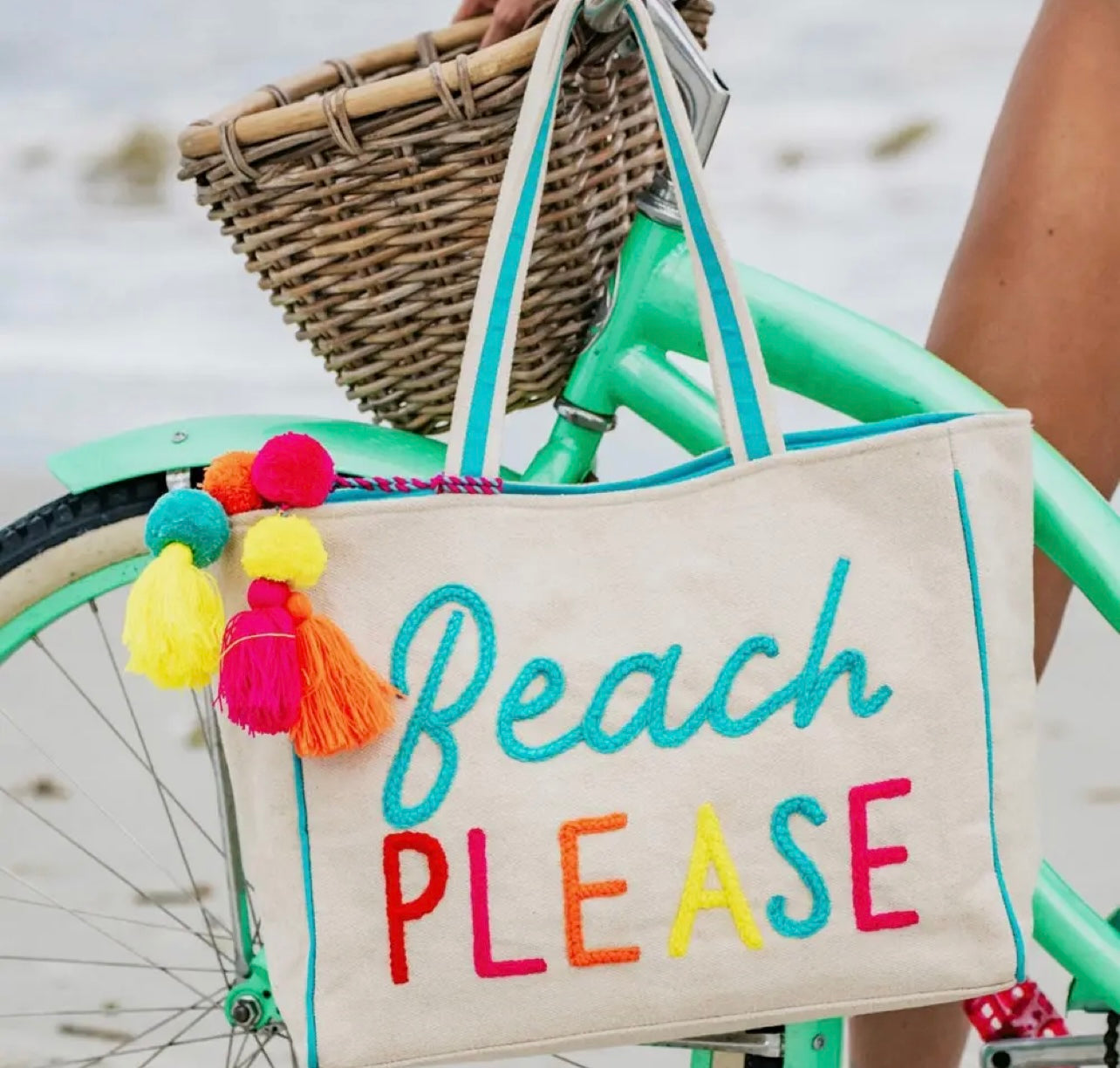 Beach Please Canvas Tote Bag