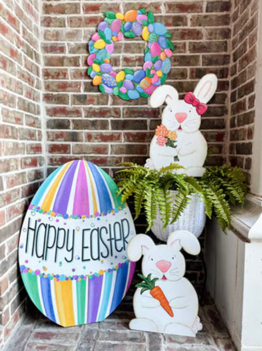 Round Top Colorful “Happy Easter” Egg