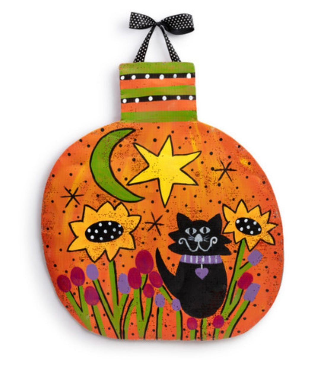 Pumpkin and Black Cat Door Screen