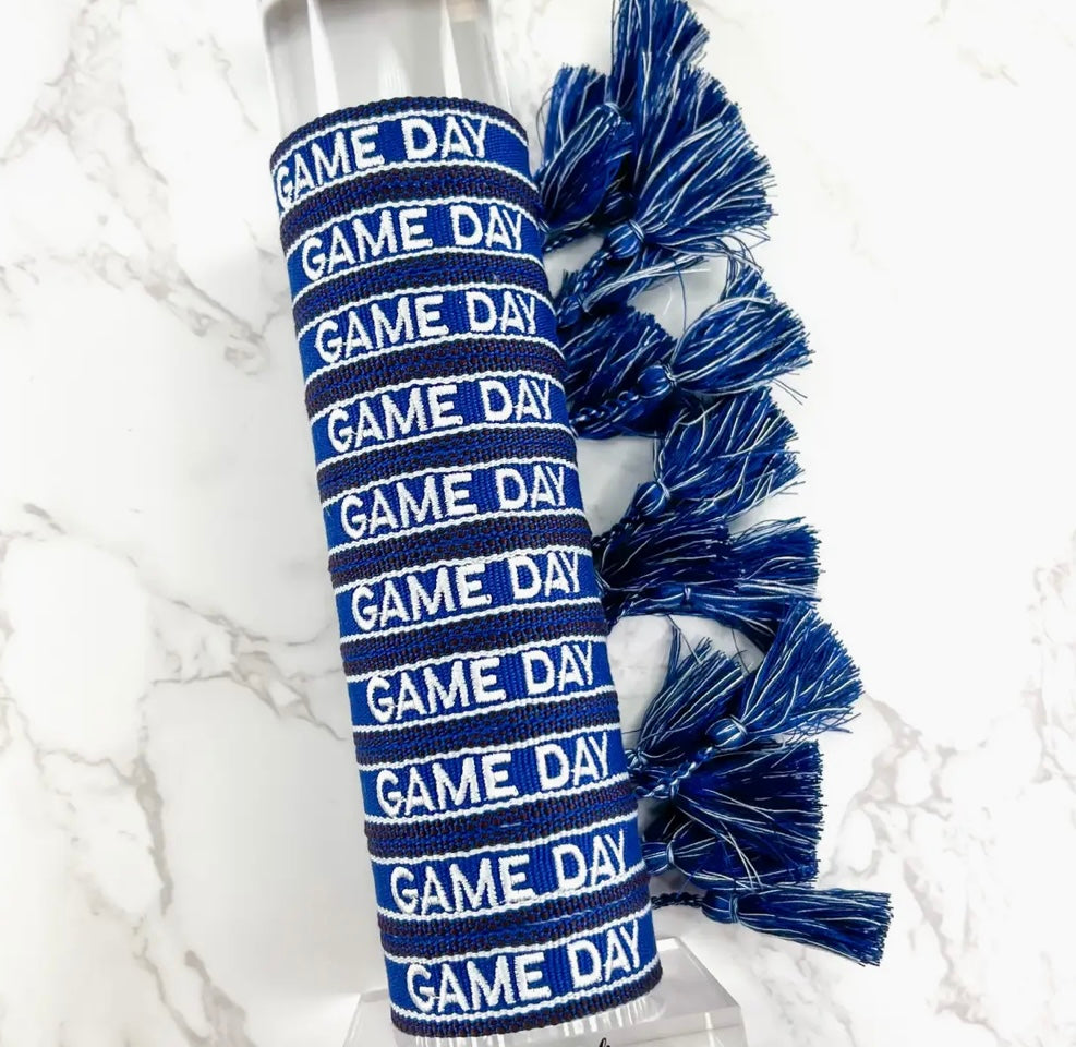 Blue Game Day Embroidered Bracelet