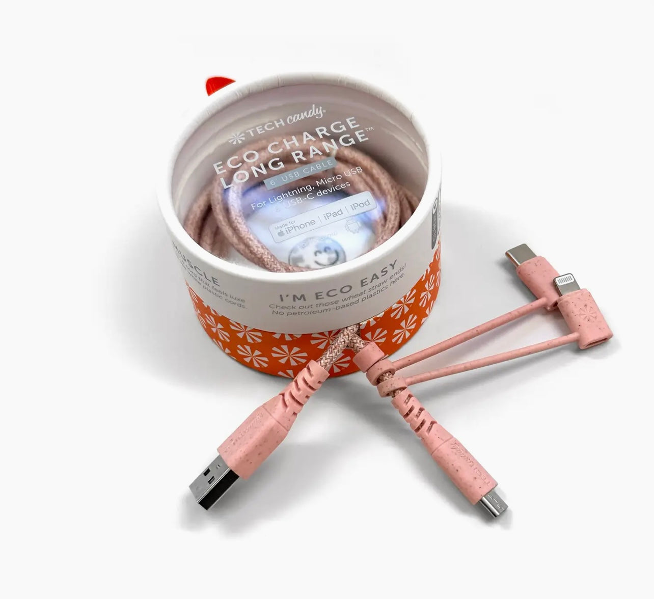 Eco Charge Long Range 6’ Woven USB Cable (3 tip)