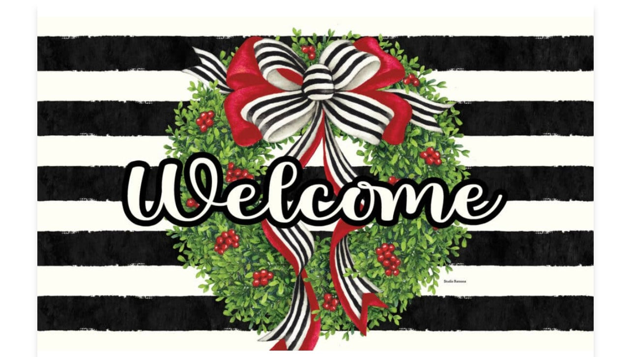 Custom Decor Holiday Stripes Mat