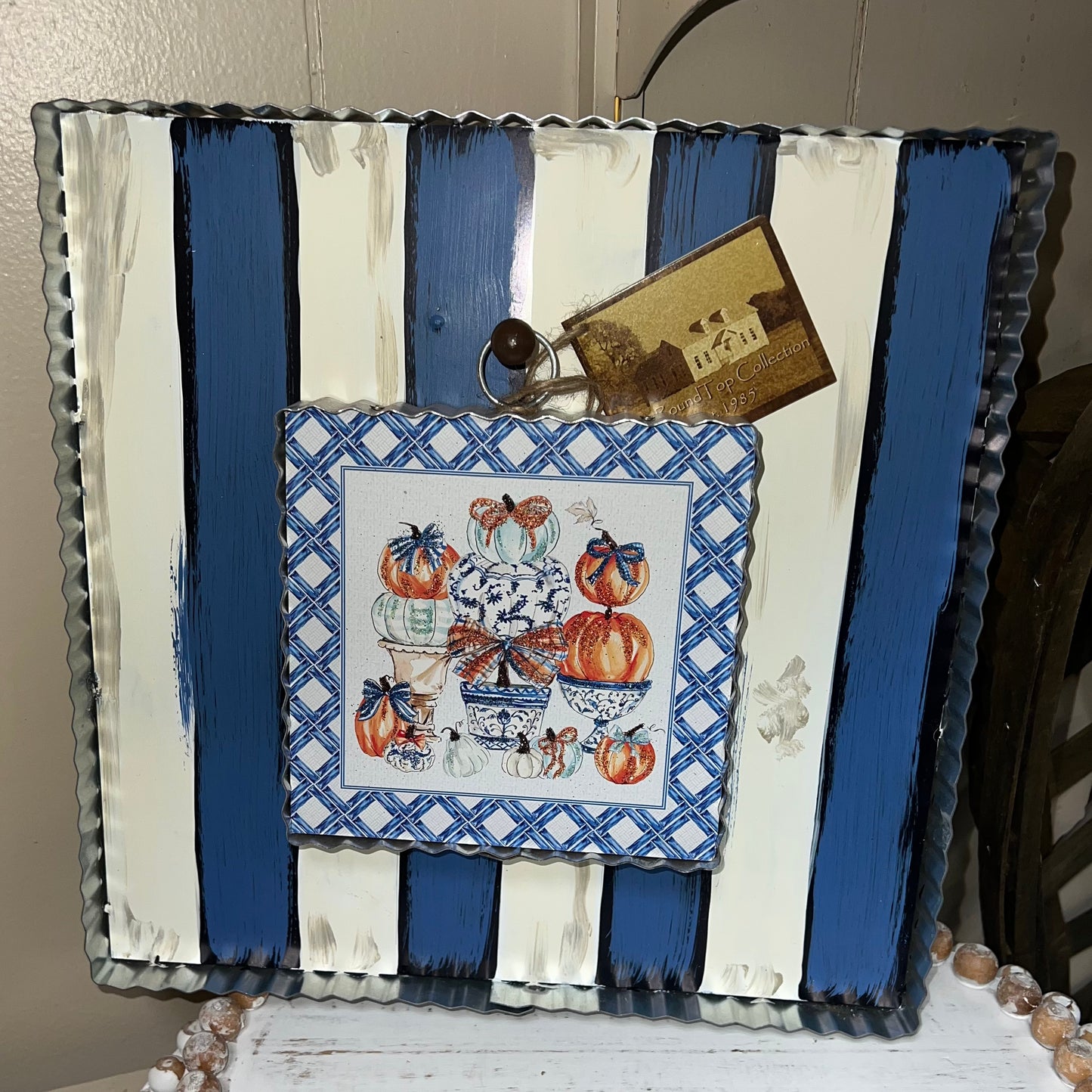 Round Top Mini Gallery Blue Pumpkin Topiary