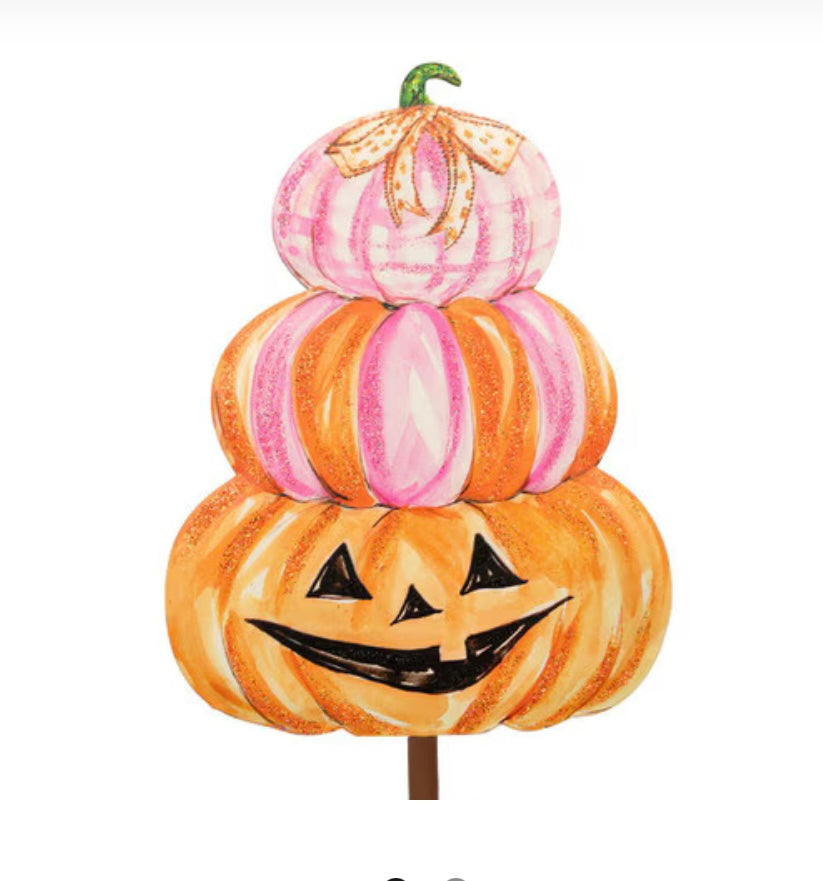 Round Top Pink Pumpkin Stack Finial