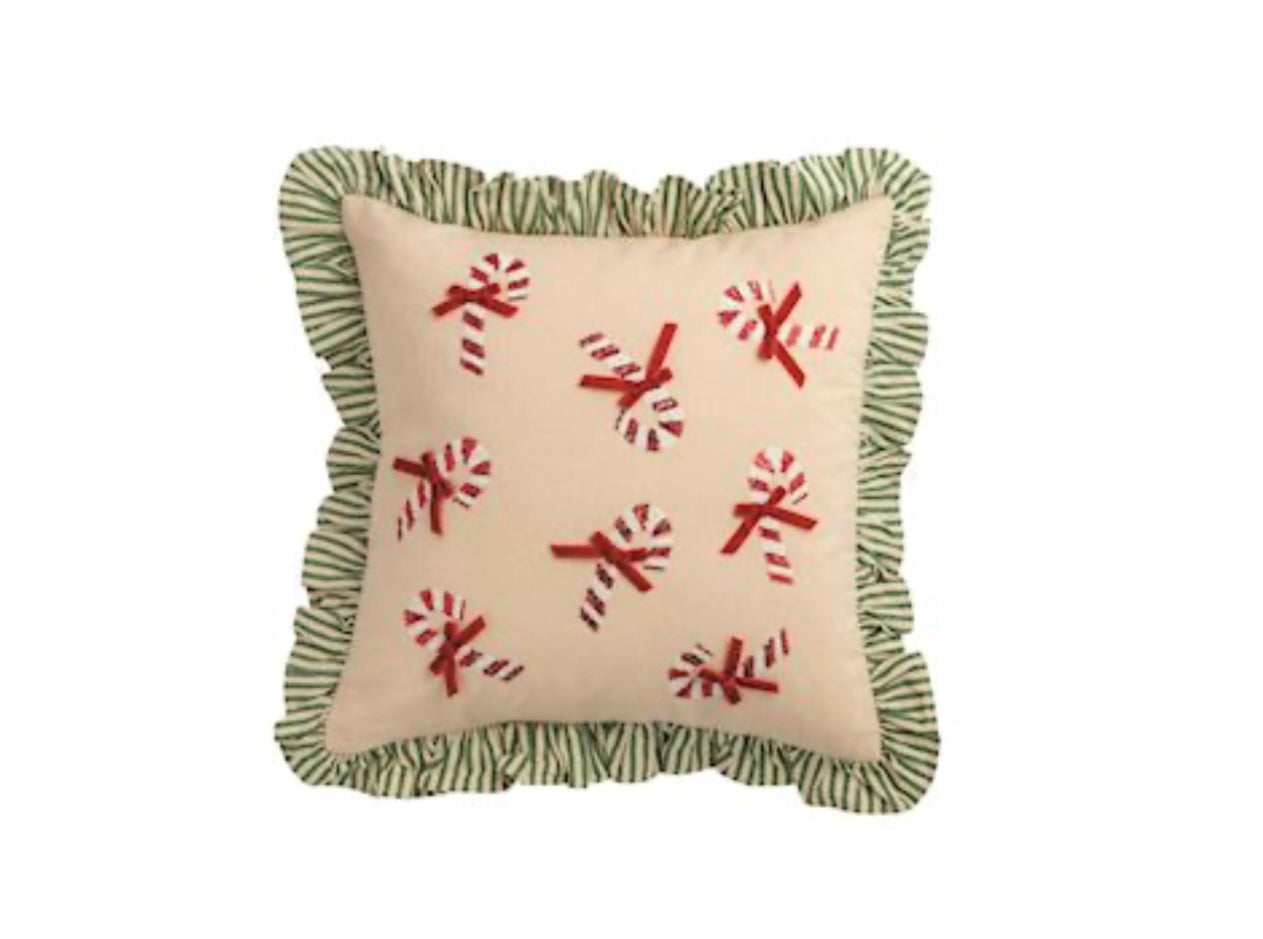 Mud Pie Candy Cane Xmas Sequin Pillow