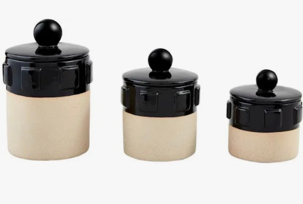 Black Stoneware Canister Set