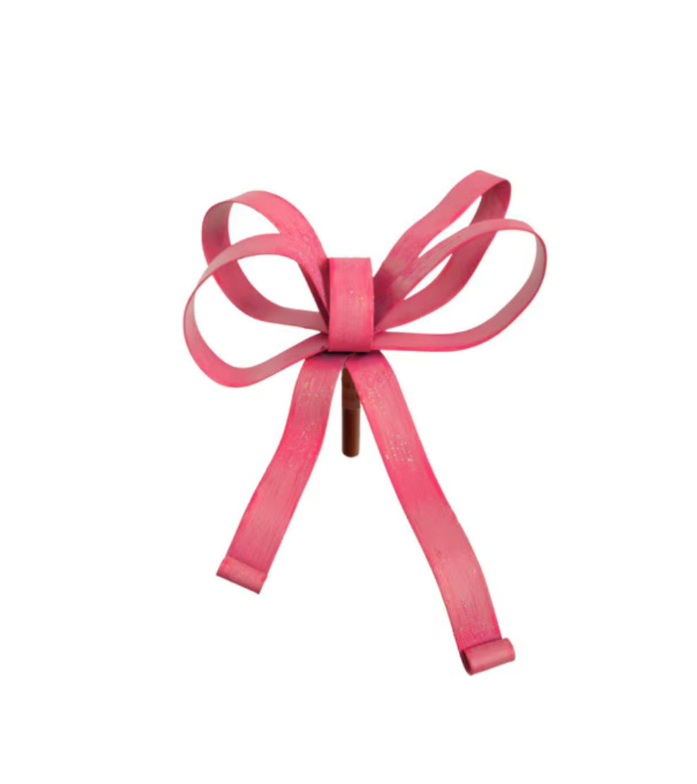 Round Top Pink Bow Finial