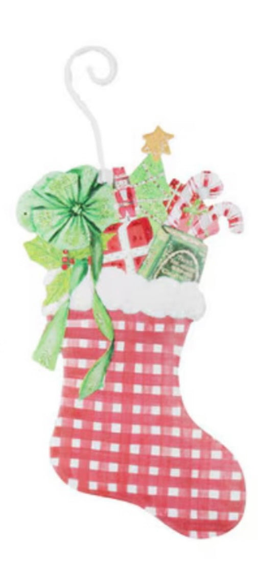Round Top Gingham Stocking Ornament