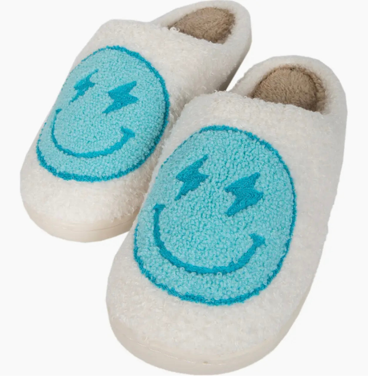 Turquoise and White Lightning Slippers M/L