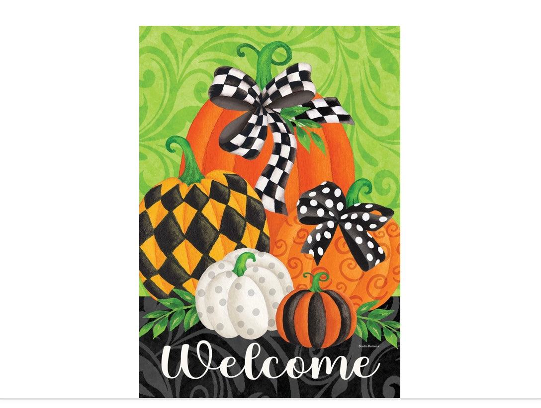 Custom Decor Whimsy Pumpkins Large Flag
