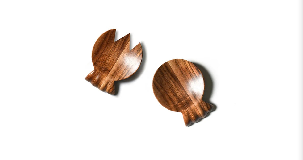 Cotton Colors Fundamental Wood Ruffle Hand Salad Server Set