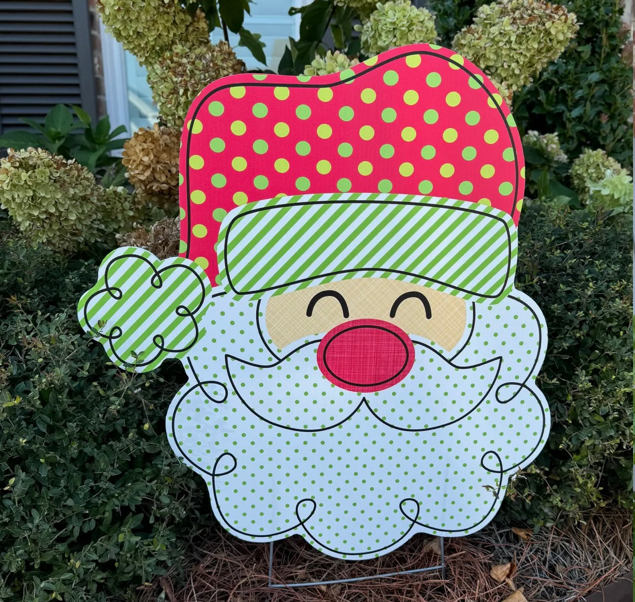 Lovely Reese Polka Dot Santa Light Skin Yard Sign