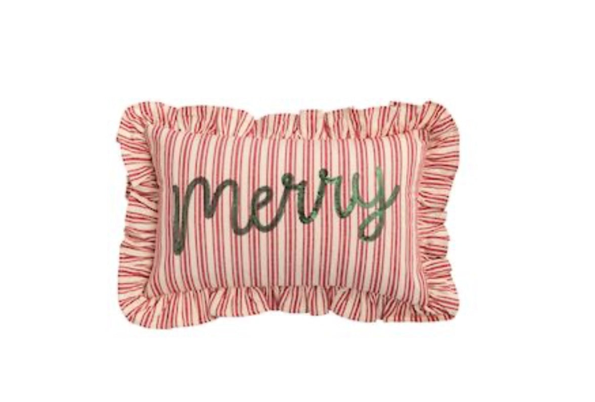 Mud Pie Merry Xmas Sequin Pillow