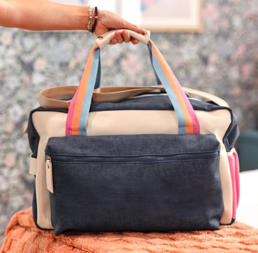 Jadelynn Brooke - Duffle Bag Denim Print Color Block