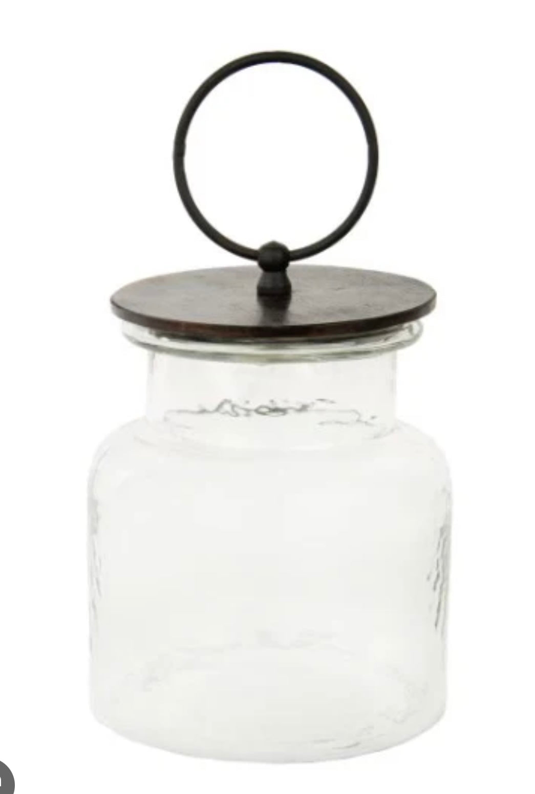 Round Top Glass Jar Round with Black Lid
