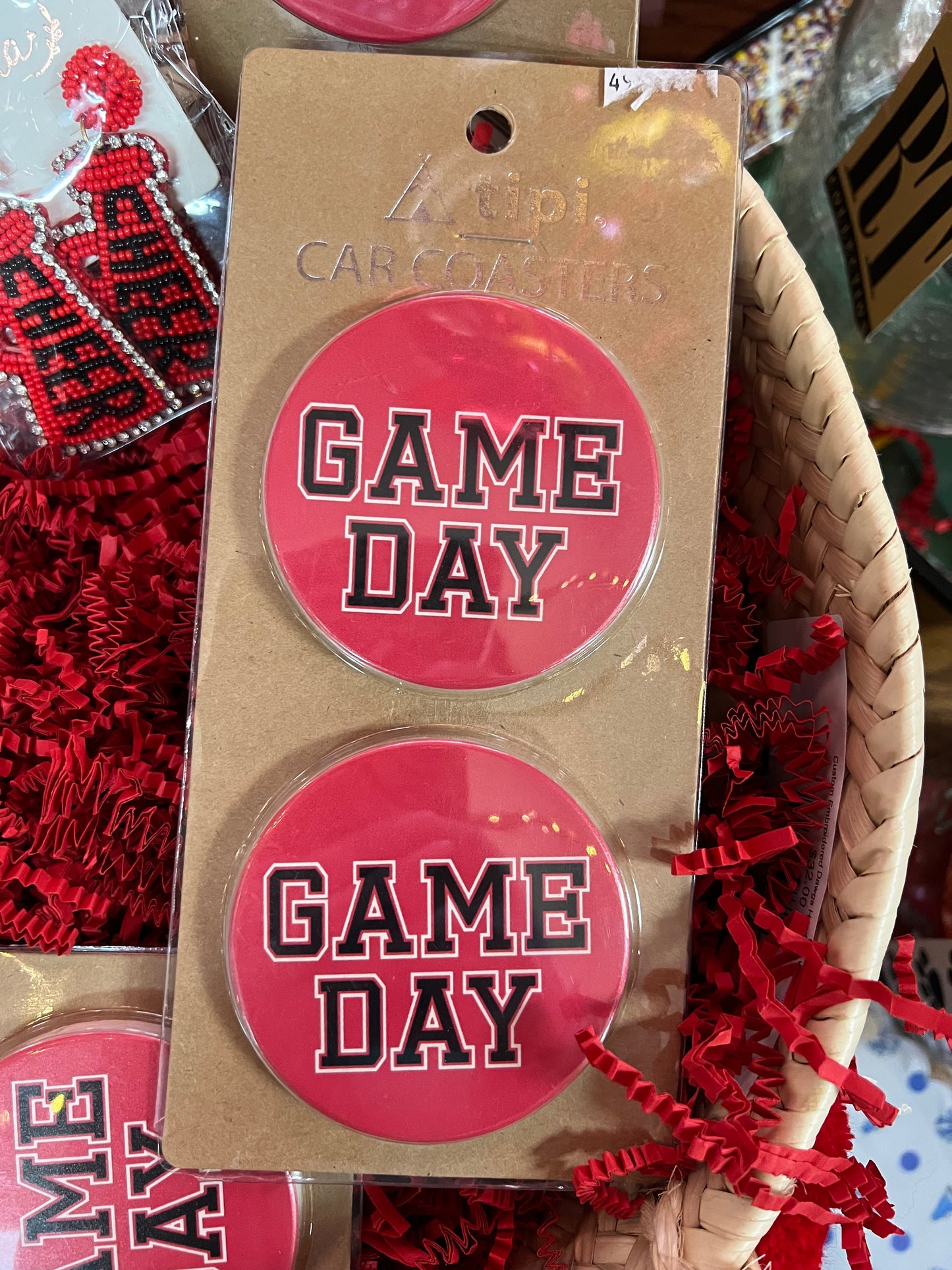 Red Game Day Car Coasters
