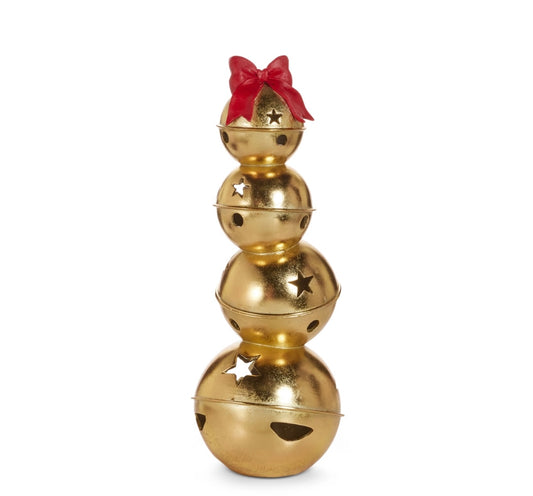 RAZ Gold Bells with Red Bows