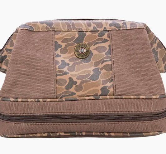 Zep Pro Shot Shell Brown Waxed Canvas Old School Camo Men’s Toiletry Bag