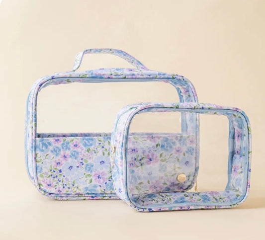Clearly Chic Cosmetic Bag Set Secret Garden Blue