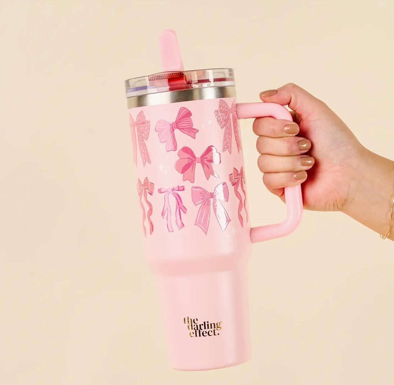 40oz Lifestyle Flip Straw Tumbler Blushing Bows