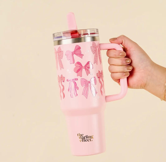 40oz Lifestyle Flip Straw Tumbler Blushing Bows