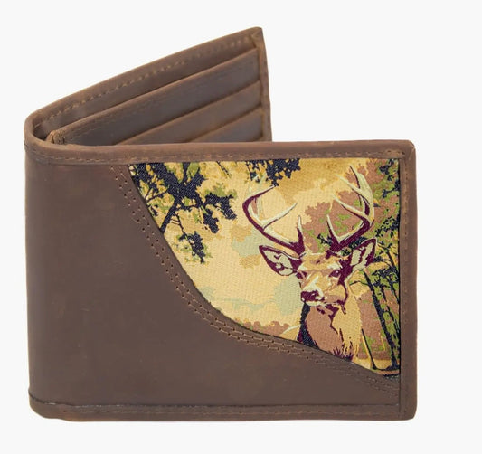 Zep Pro Buck Men’s Bifold Woven Patch Leather Wallet