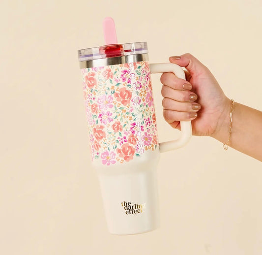 40oz Lifestyle Flip Straw Tumbler Secret Garden Pink