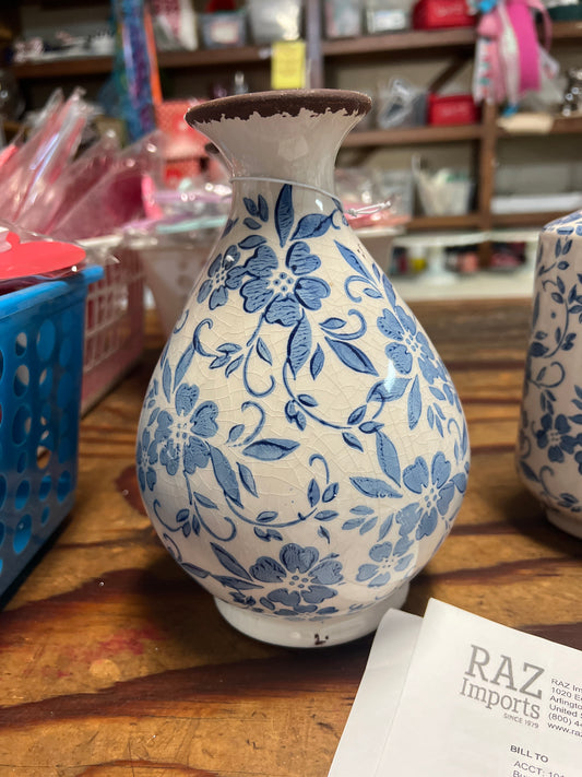 RAZ 8” Blue & White Vase