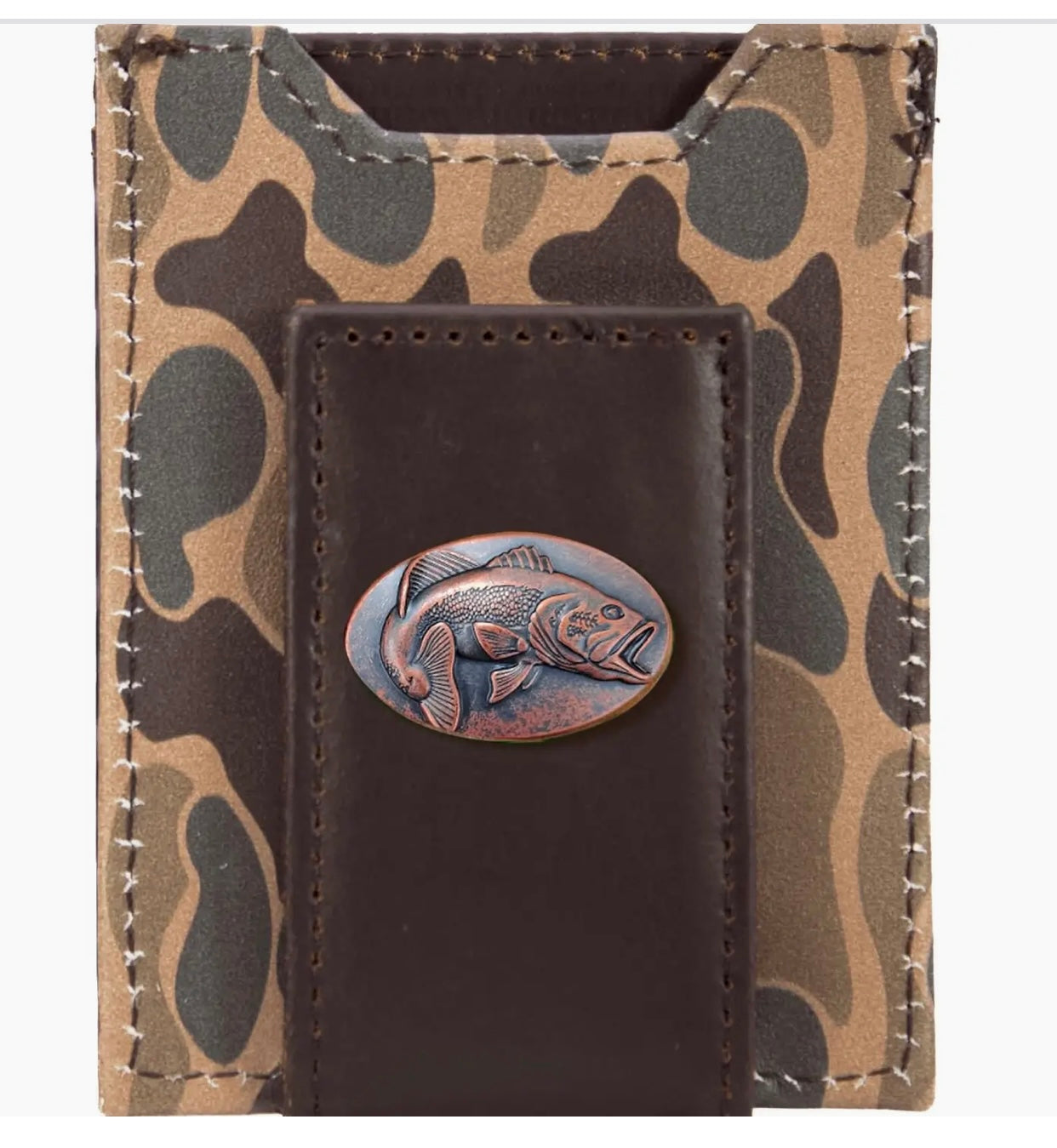 Zep Pro Bass Men’s Magnetic Front Pocket Old School Camo Leather Wallet