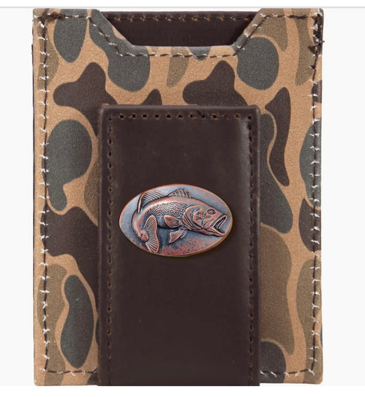 Zep Pro Bass Men’s Magnetic Front Pocket Old School Camo Leather Wallet