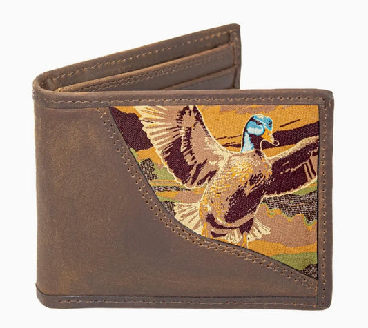 Zep Pro Mallard Men’s Bifold Woven Patch Leather Wallet