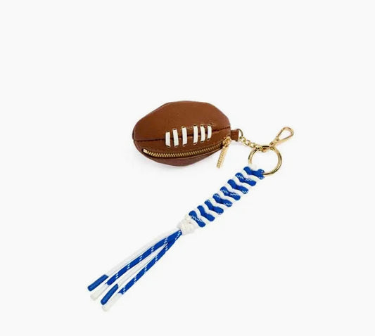 Football Bag Charm Key Ring Blue