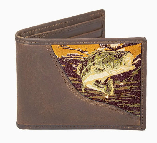 Zep Pro Bass Men’s Bifold Woven Patch Leather Wallet