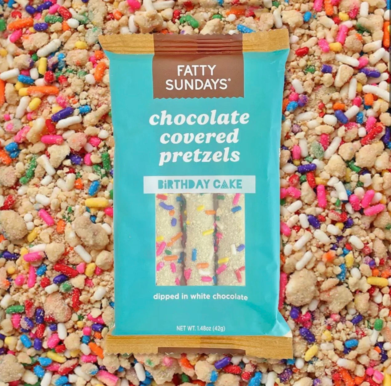Fatty Sundays Birthday Cake Chocolate Covered Pretzel Snack Pack (3 pack)