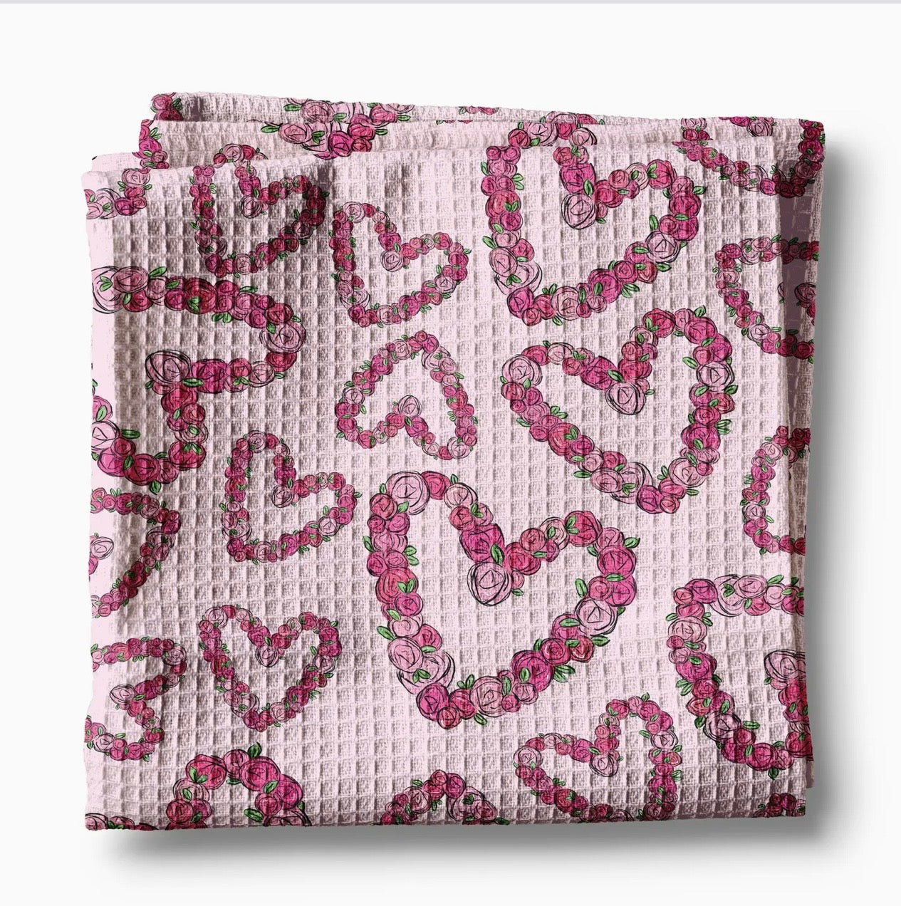 Valentine Heart XOXO Galantine Kitchen Towel Waffle Baking