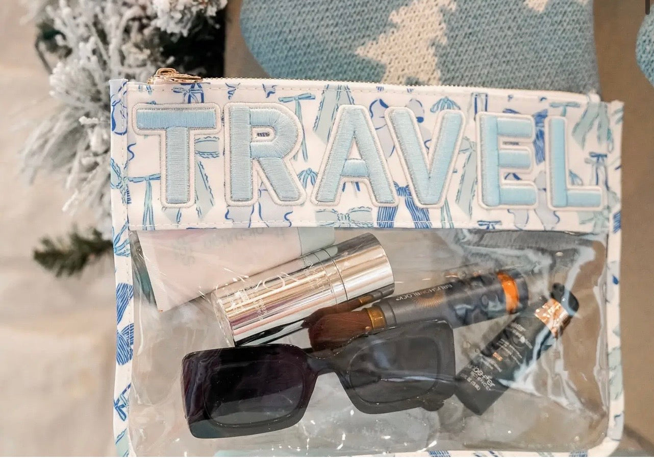 Travel - Blue Bow Clear Pouch