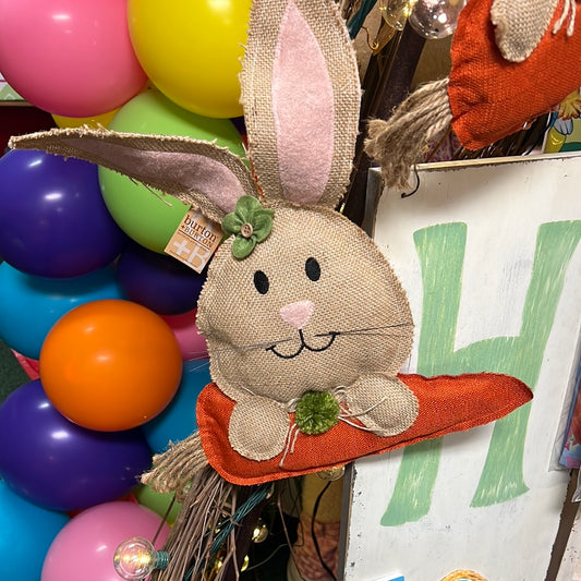 B&B Burlap Bunny W/Carrot