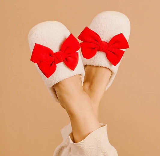 Fuzzy Slippers Betty Bow Red M/L