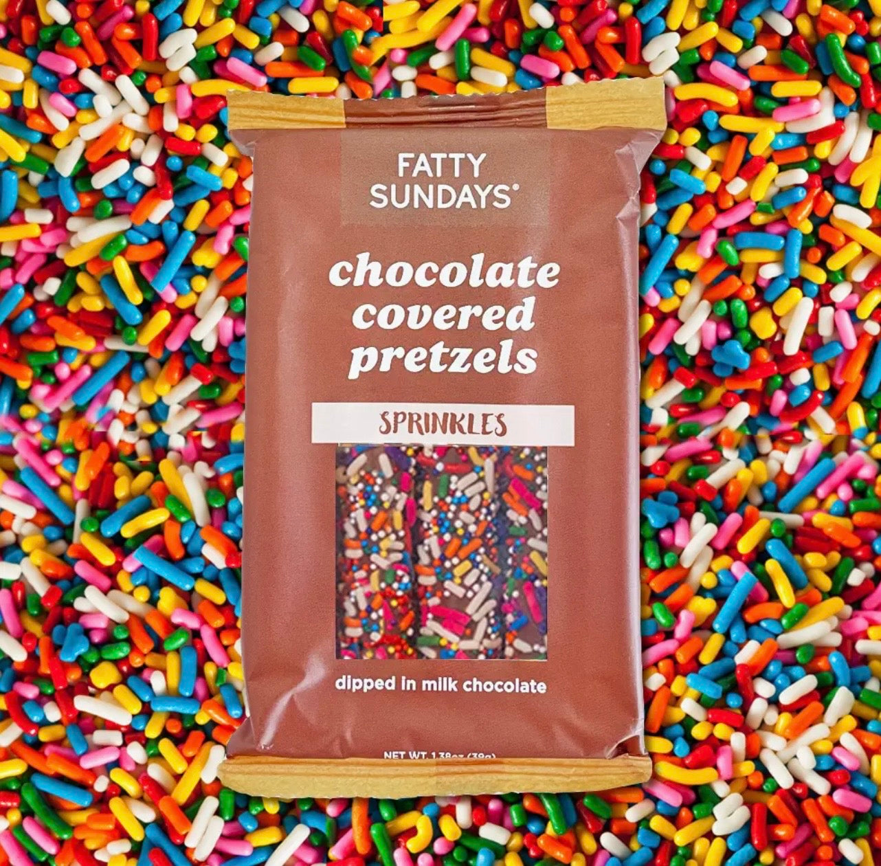 Fatty Sundays Sprinkles Chocolate Covered Pretzels (3 pack)