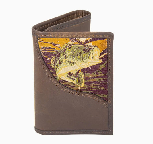 Zep Pro Bass Men’s Trifold Woven Patch Leather Wallet