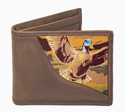Zep Pro Mallard Men’s Trifold Woven Patch Leather Wallet