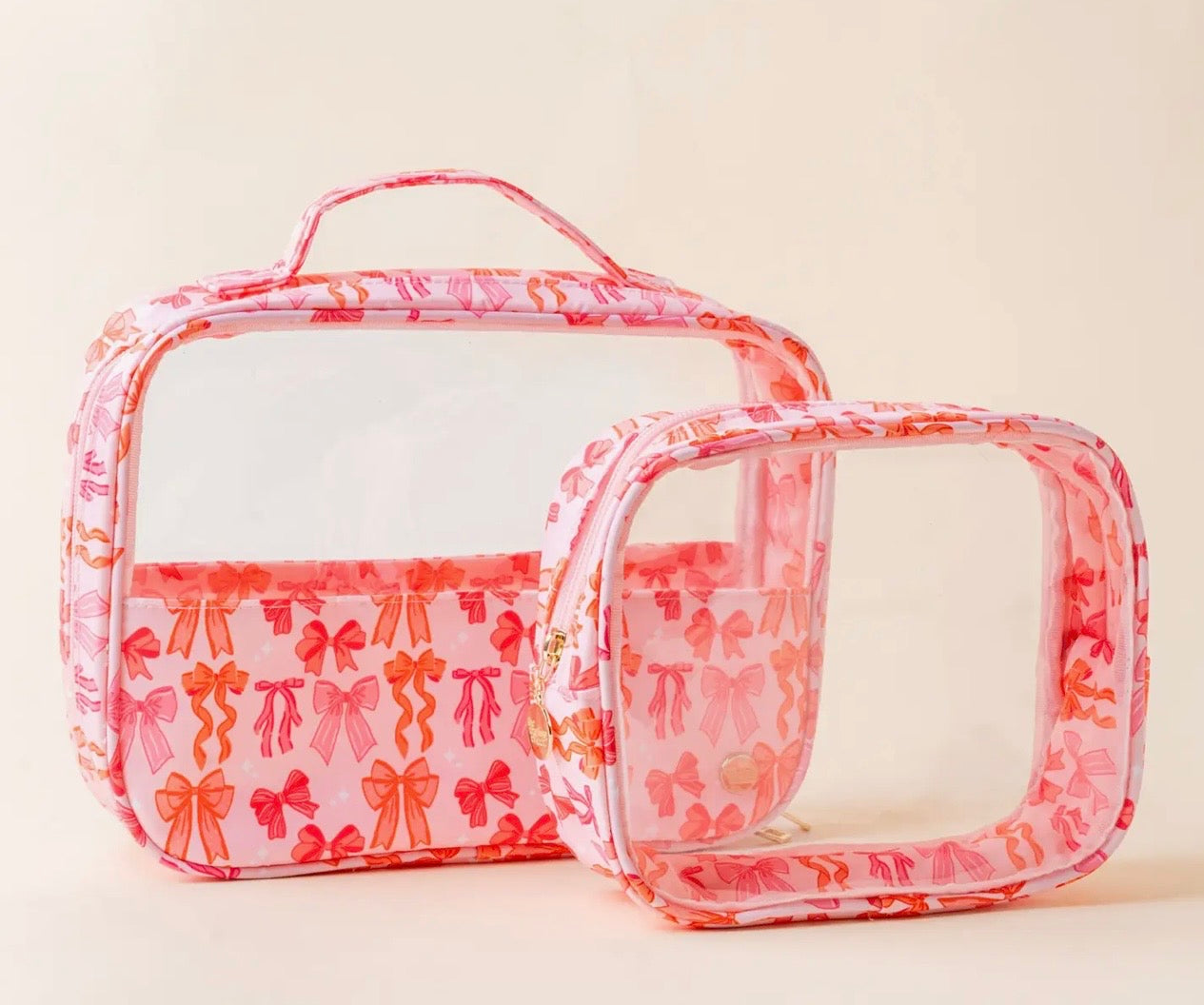 Clearly Chic Cosmetic Bag Set Blushing Bows
