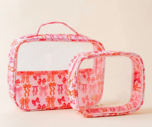 Clearly Chic Cosmetic Bag Set Blushing Bows