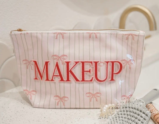 Makeup - Pink Ribbons Clear Coat Bag