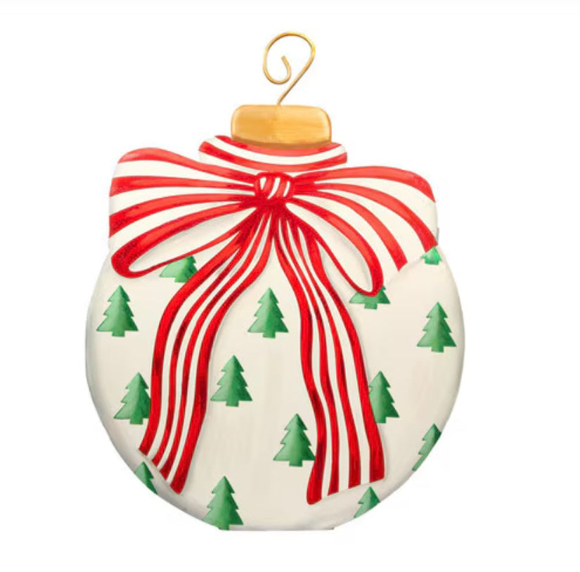 Round Top Yard Modern Red White and Green Ornament
