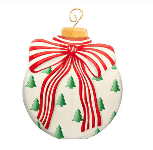 Round Top Yard Modern Red White and Green Ornament